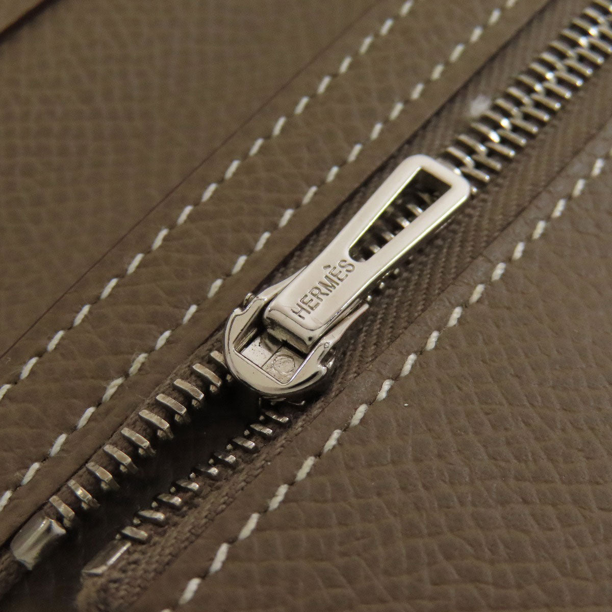 HERMES Long Wallet Purse Epsom beige Bearn soufflet etope SilverMetal