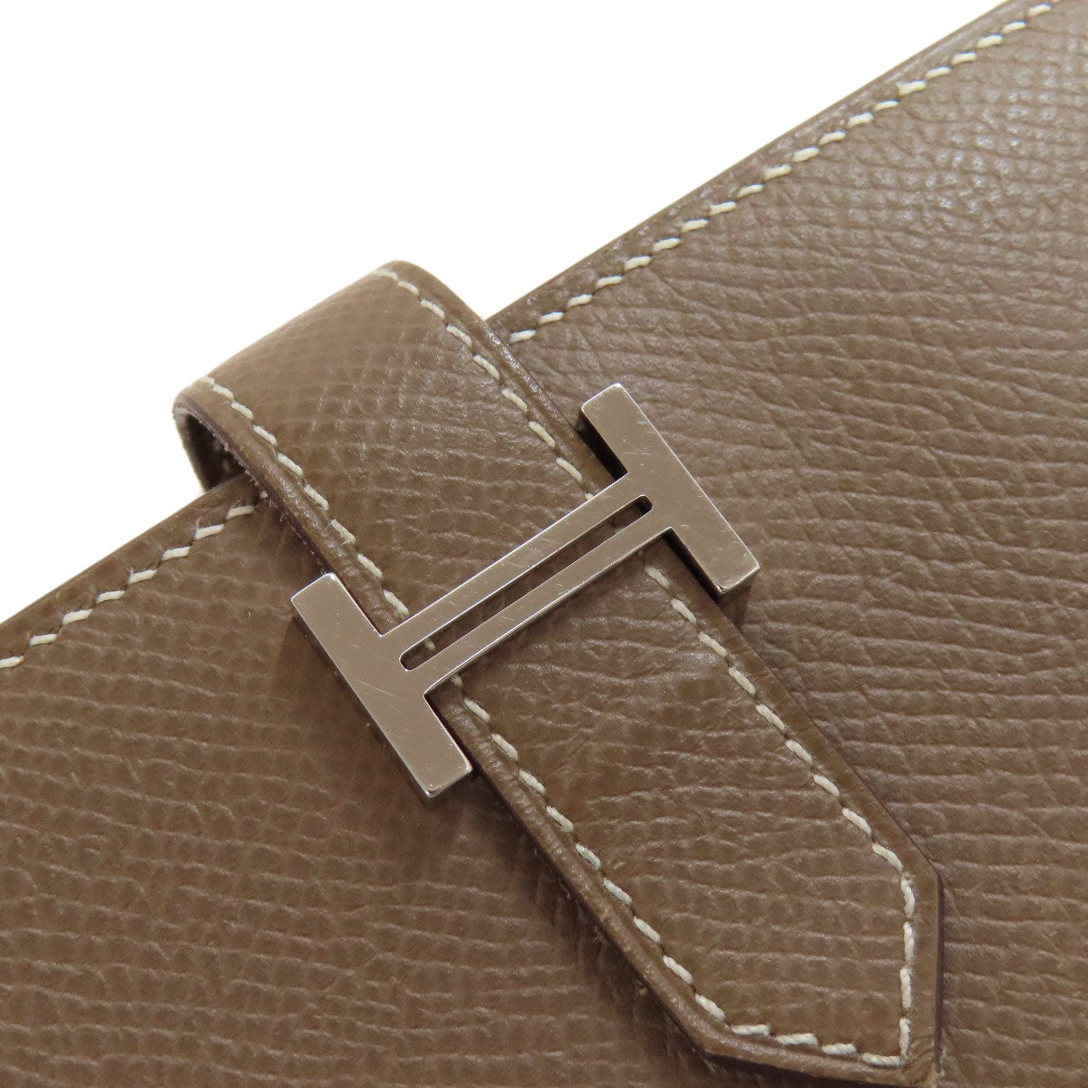 HERMES Long Wallet Purse Epsom beige Bearn soufflet etope SilverMetal