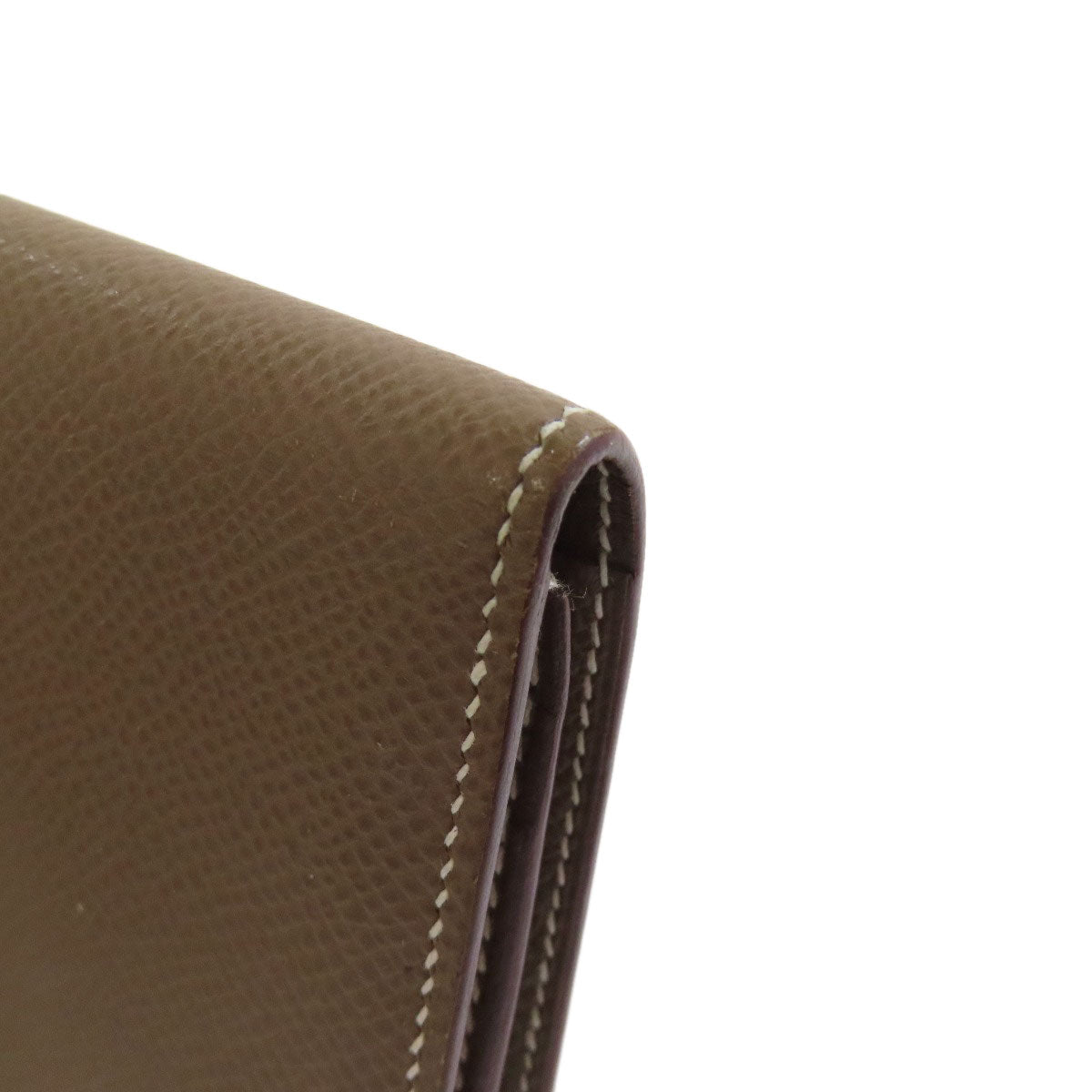 HERMES Long Wallet Purse Epsom beige Bearn soufflet etope SilverMetal