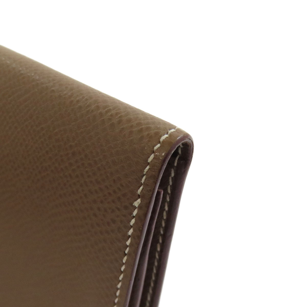 HERMES Long Wallet Purse Epsom beige Bearn soufflet etope SilverMetal