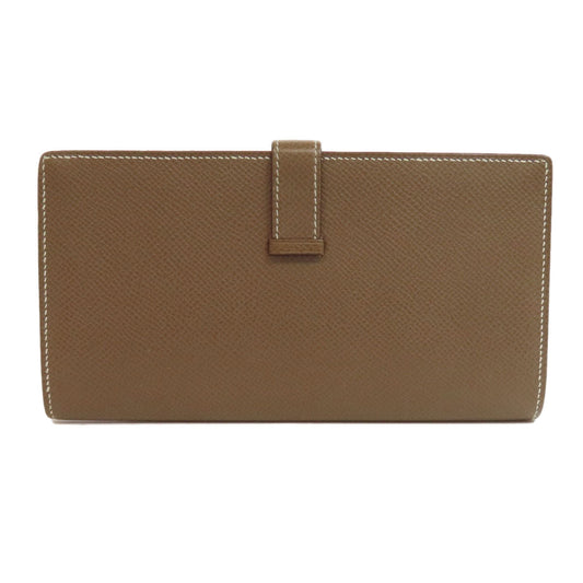 HERMES Long Wallet Purse Epsom beige Bearn soufflet etope SilverMetal