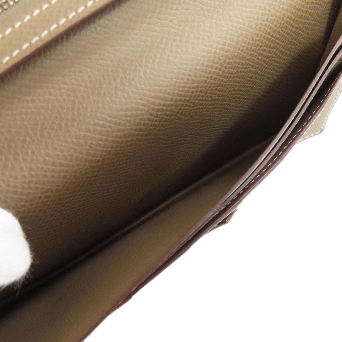 HERMES Long Wallet Purse Epsom beige Bearn soufflet etope SilverMetal