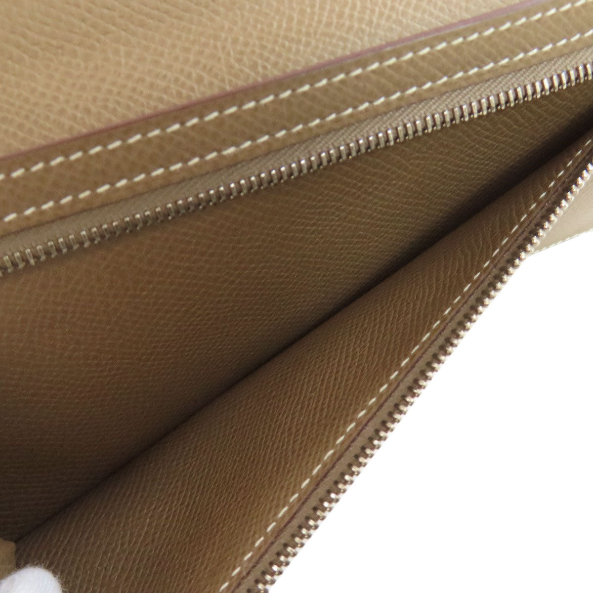 HERMES Long Wallet Purse Epsom beige Bearn soufflet etope SilverMetal