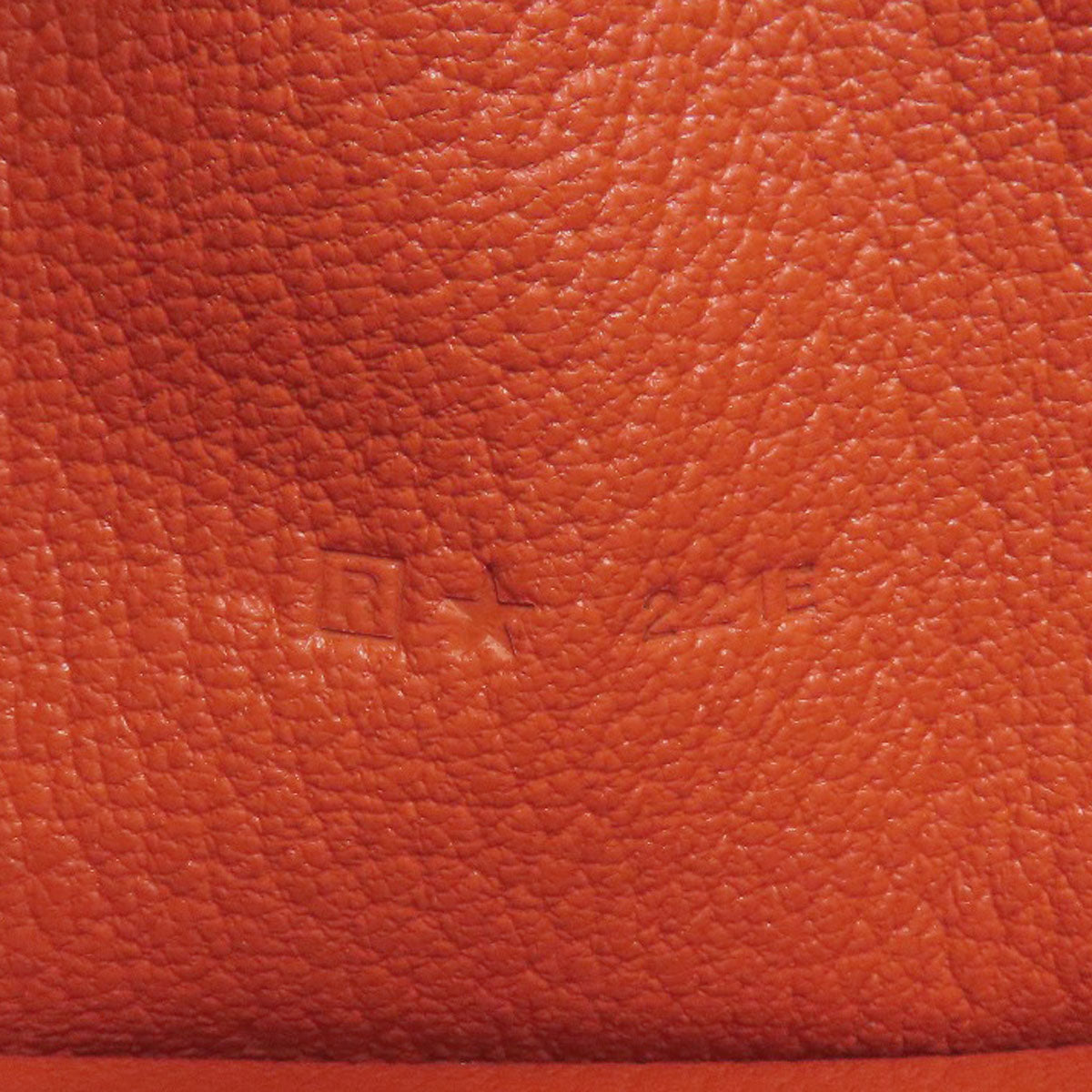 HERMES Long Wallet Purse Shave Orange Bearn Soufflet Silver Metal Women Used