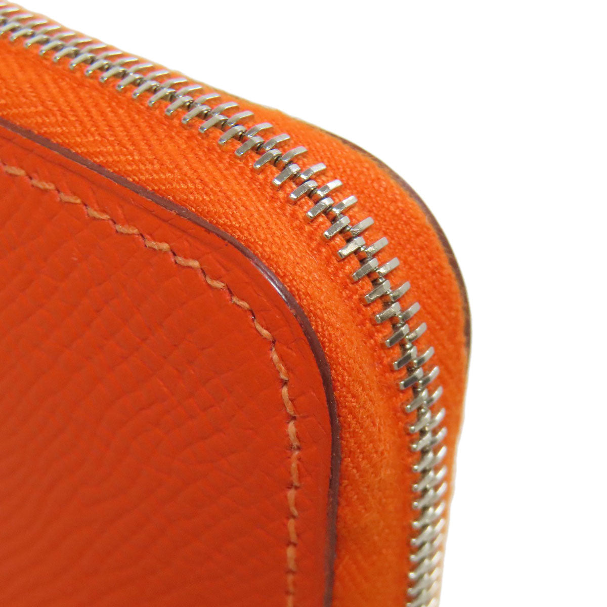 HERMES Coin case Epsom Orange Azap Silkin Compact SilverMetal