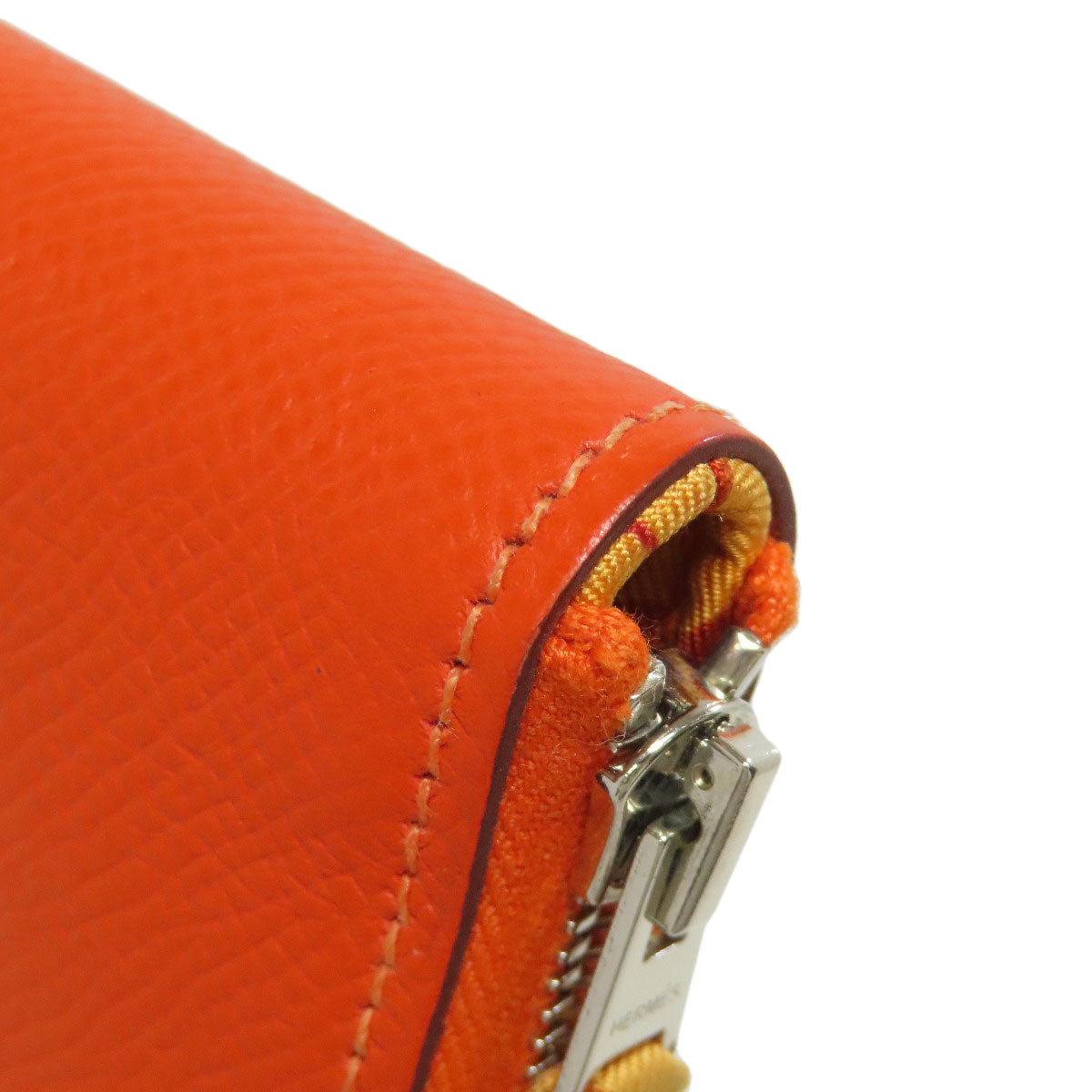 HERMES Coin case Epsom Orange Azap Silkin Compact SilverMetal