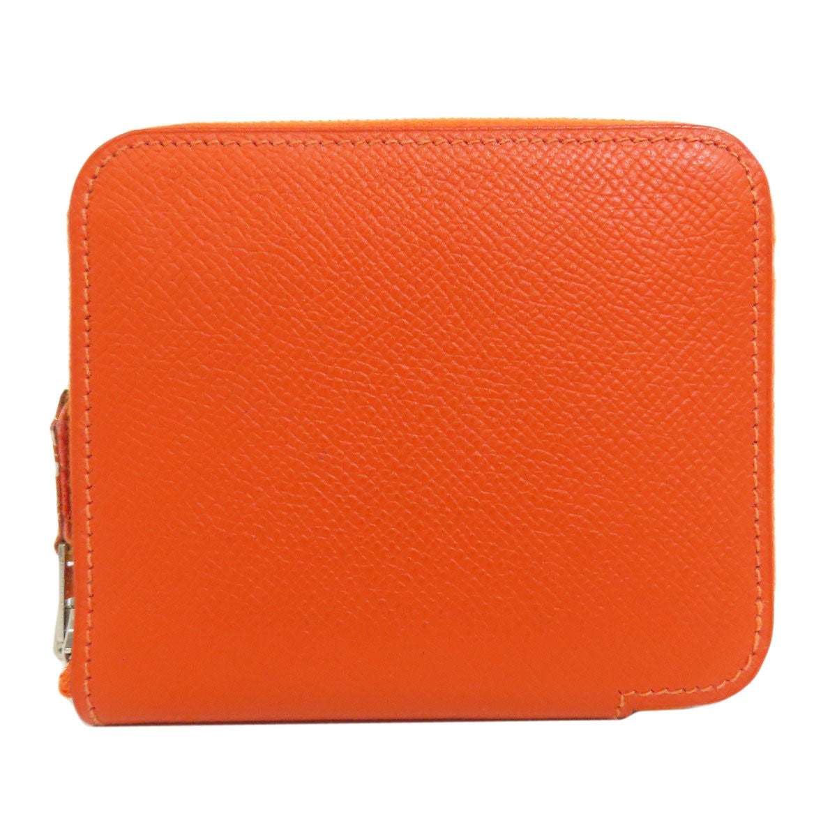 HERMES Coin case Epsom Orange Azap Silkin Compact SilverMetal