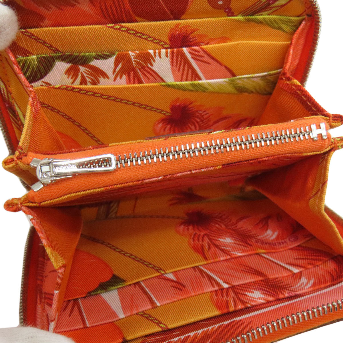 HERMES Coin case Epsom Orange Azap Silkin Compact SilverMetal