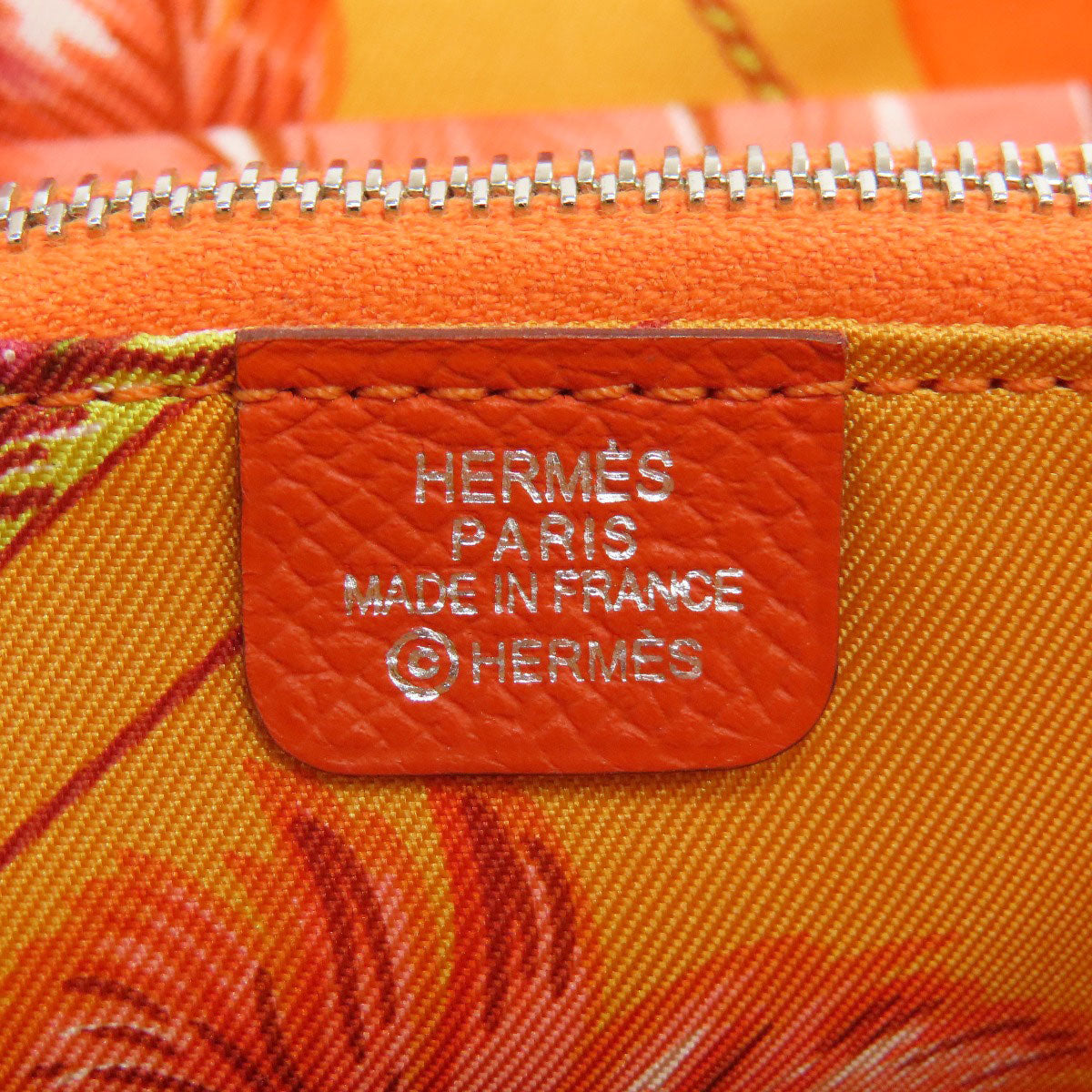 HERMES Coin case Epsom Orange Azap Silkin Compact SilverMetal