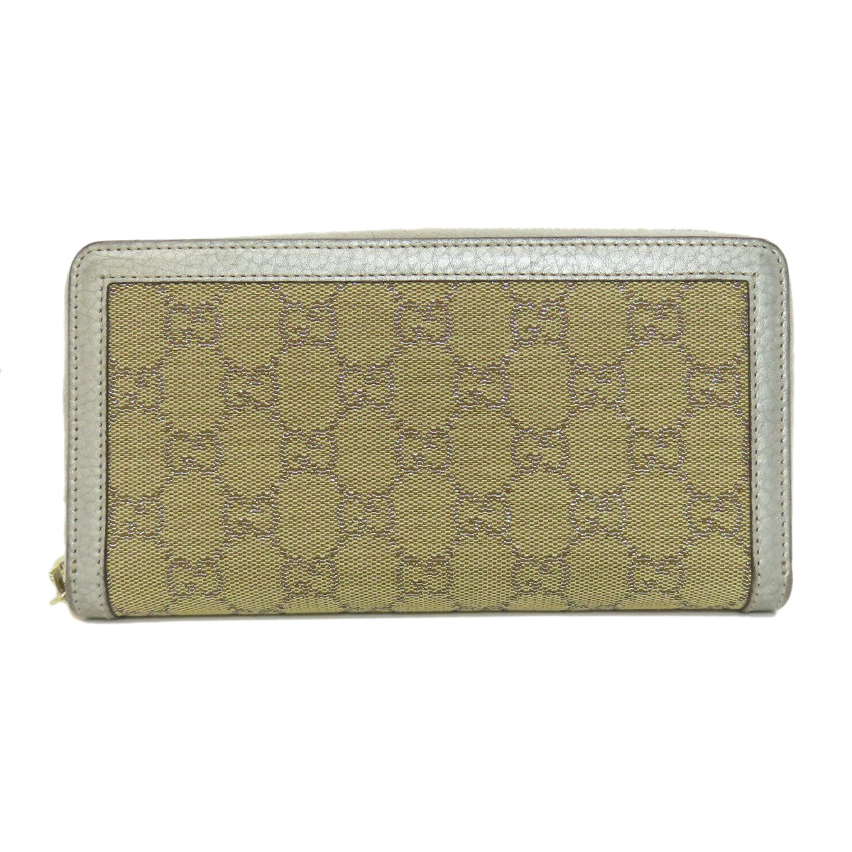 GUCCI Long Wallet Purse 224252 Canvas, Leather Brown GG Women Used