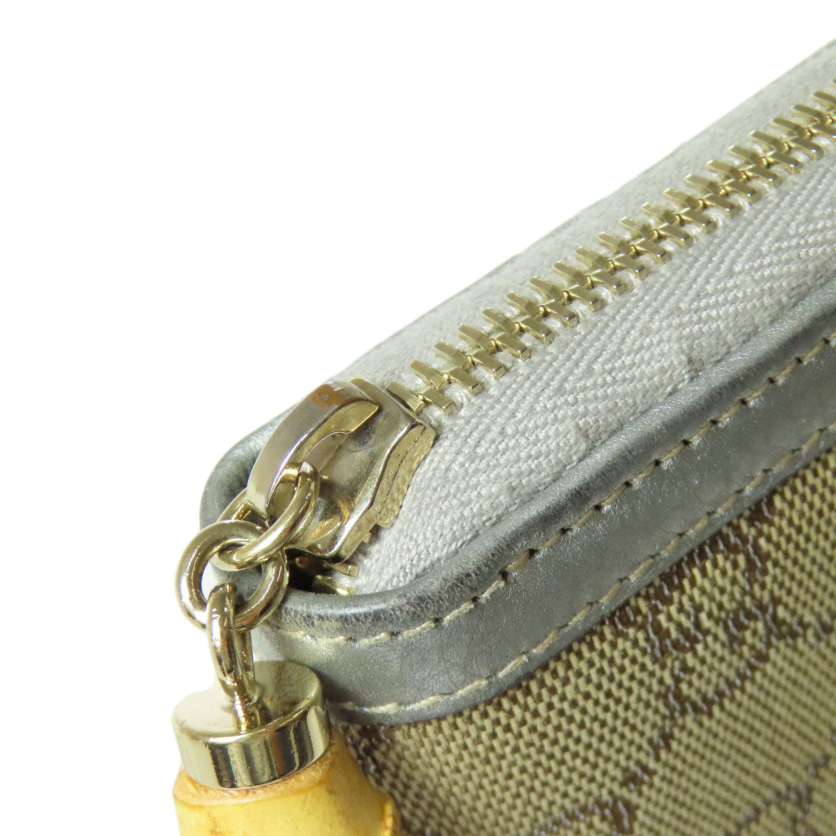 GUCCI Long Wallet Purse 224252 Canvas, Leather Brown GG Women Used