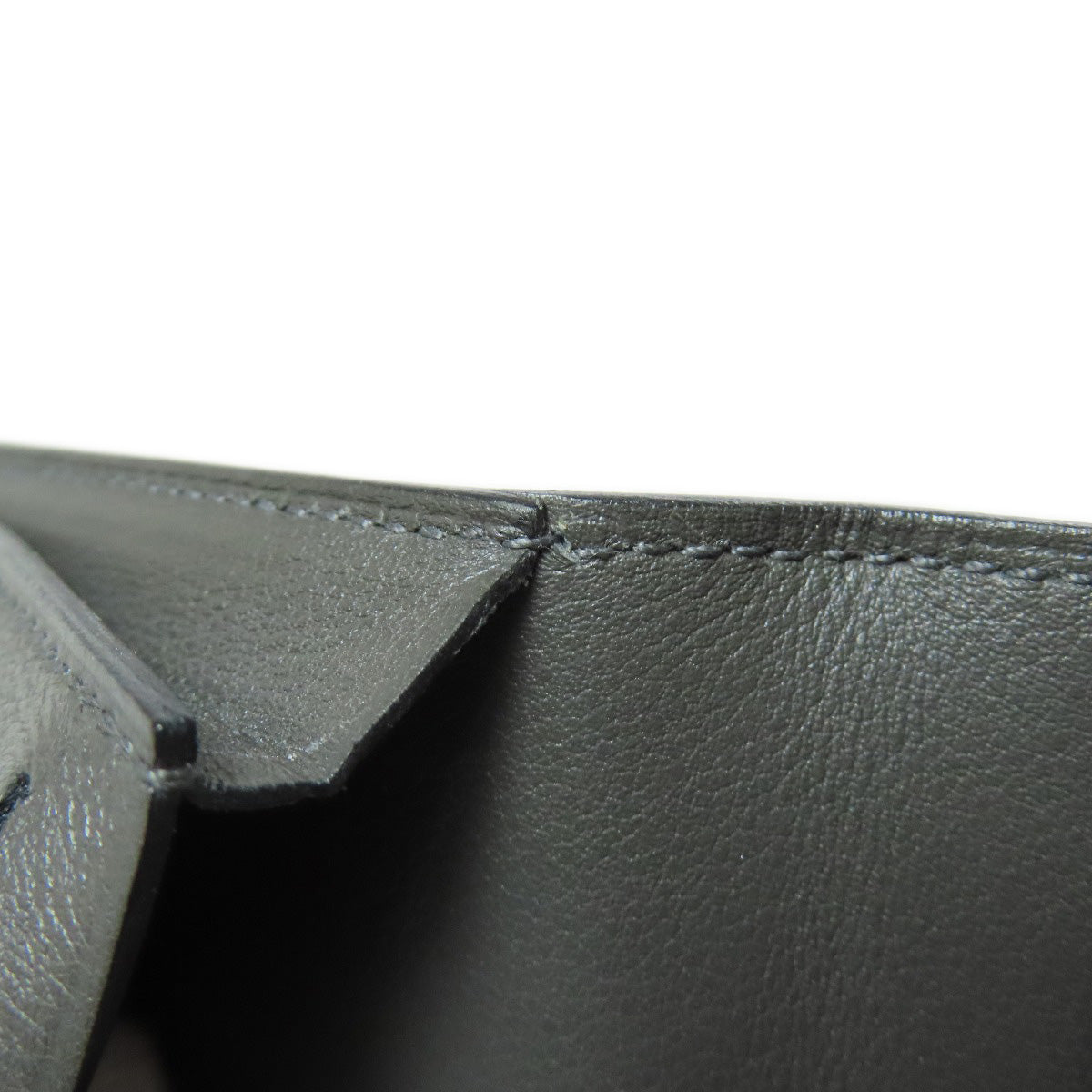 HERMES Long Wallet Purse Calfskin gray Citizen Twill Long Silk Inn Women Used