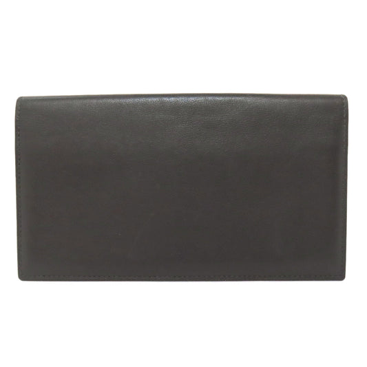 HERMES Long Wallet Purse Calfskin gray Citizen Twill Long Silk Inn Women Used