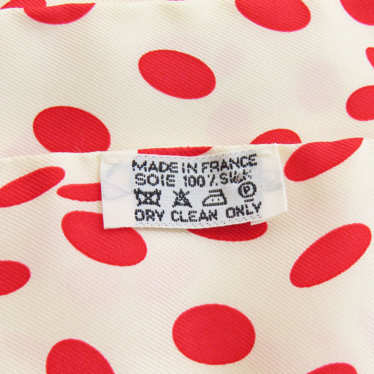 HERMES scarf silk white Twilly Hola Flamenca Dot Pattern Women Used