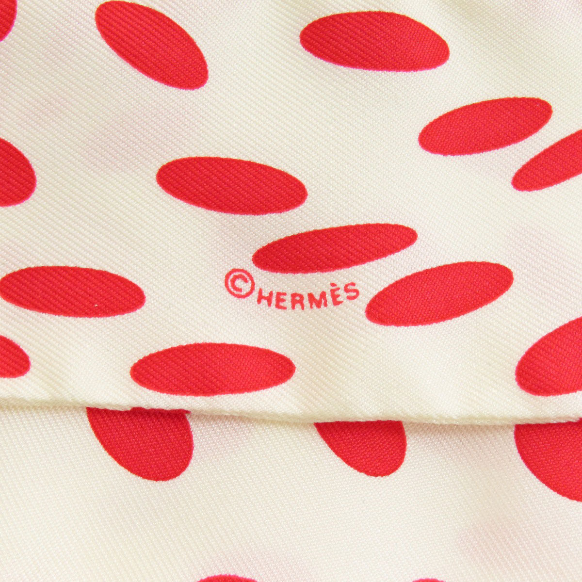 HERMES scarf silk white Twilly Hola Flamenca Dot Pattern Women Used