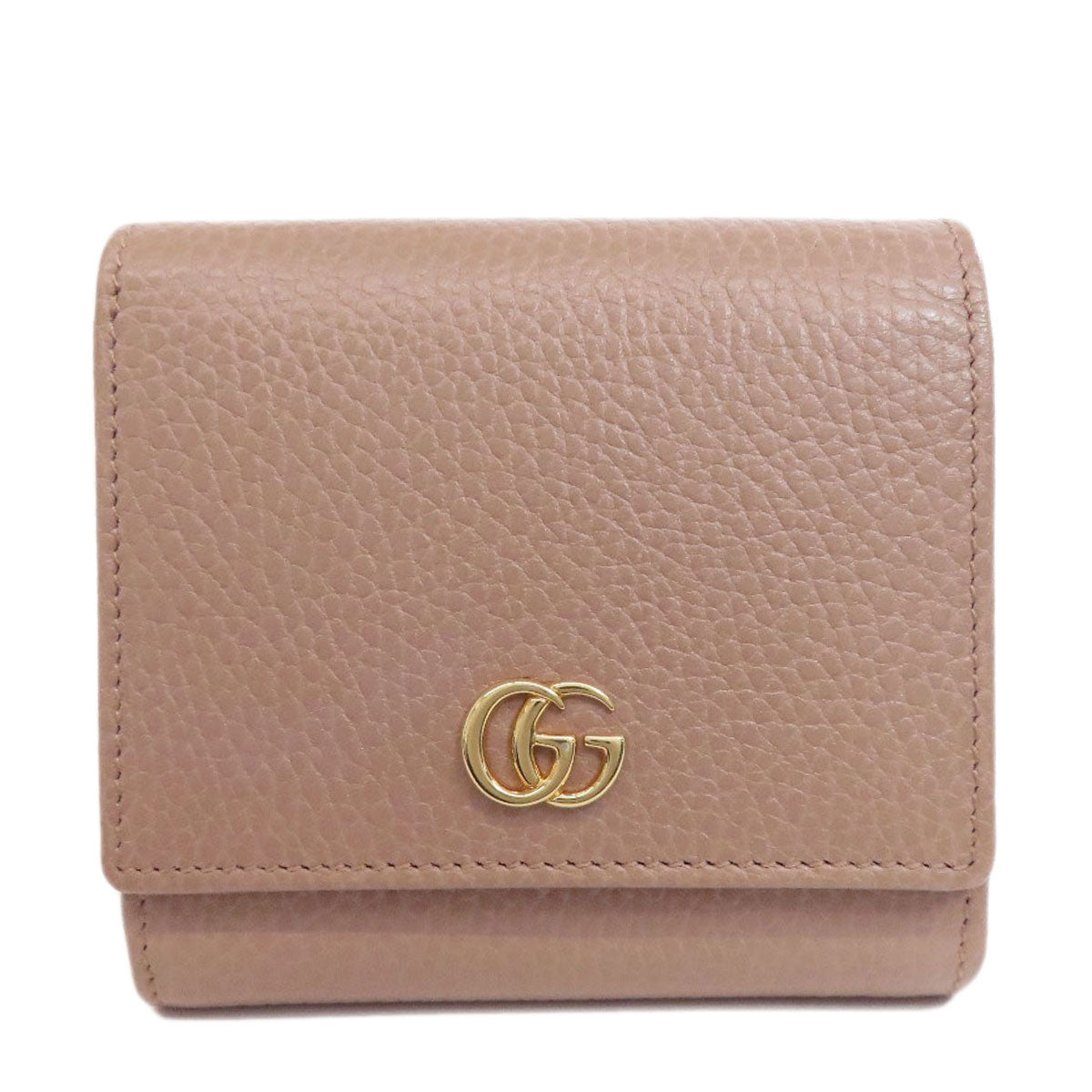 GUCCI Bifold Wallet 593587 leather beige Double G GG Marmont Medium Wallet Women Used