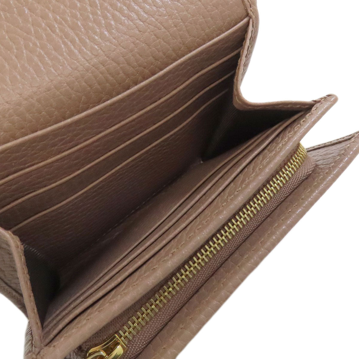 GUCCI Bifold Wallet 593587 leather beige Double G GG Marmont Medium Wallet Women Used