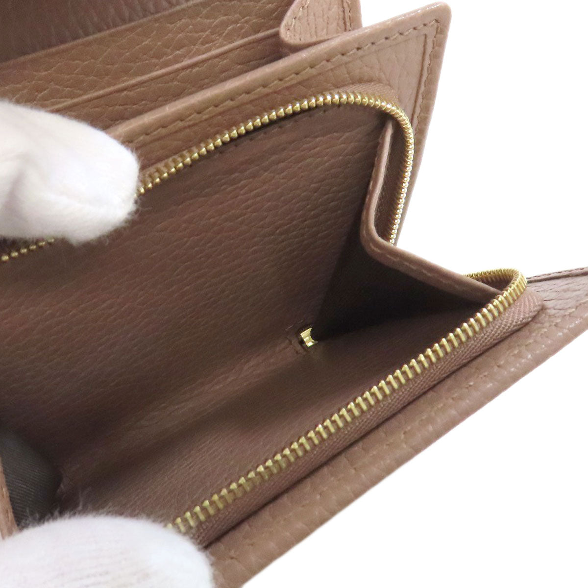 GUCCI Bifold Wallet 593587 leather beige Double G GG Marmont Medium Wallet Women Used