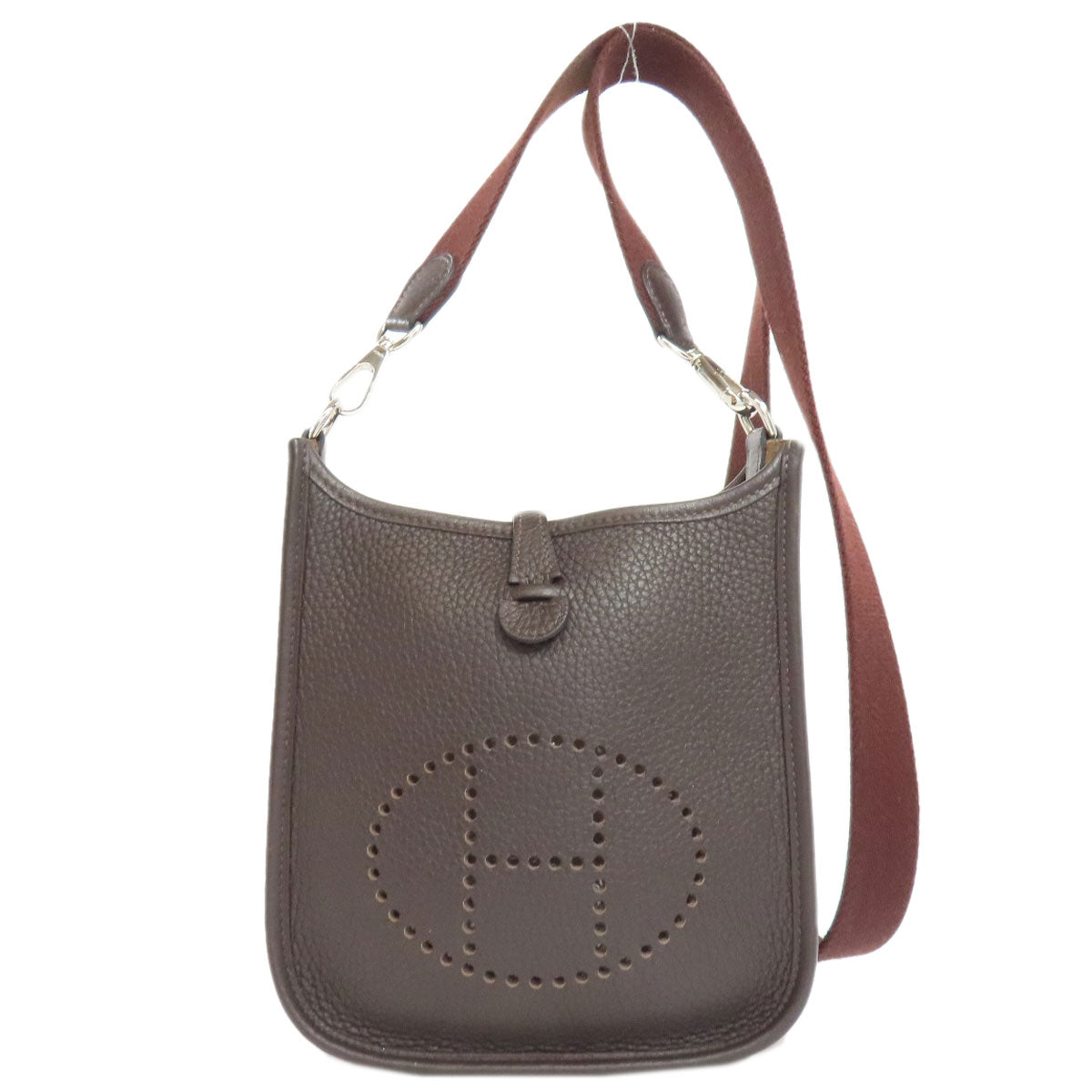 HERMES Shoulder Bag Taurillon Clemence Brown Evelyn TPM SilverMetal