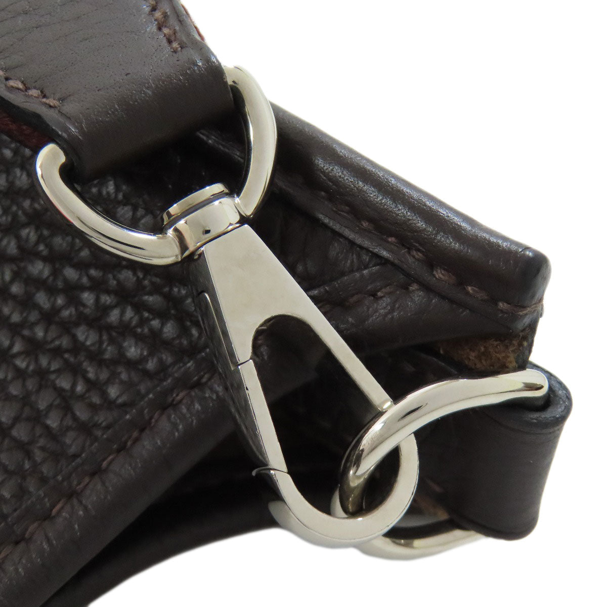 HERMES Shoulder Bag Taurillon Clemence Brown Evelyn TPM SilverMetal