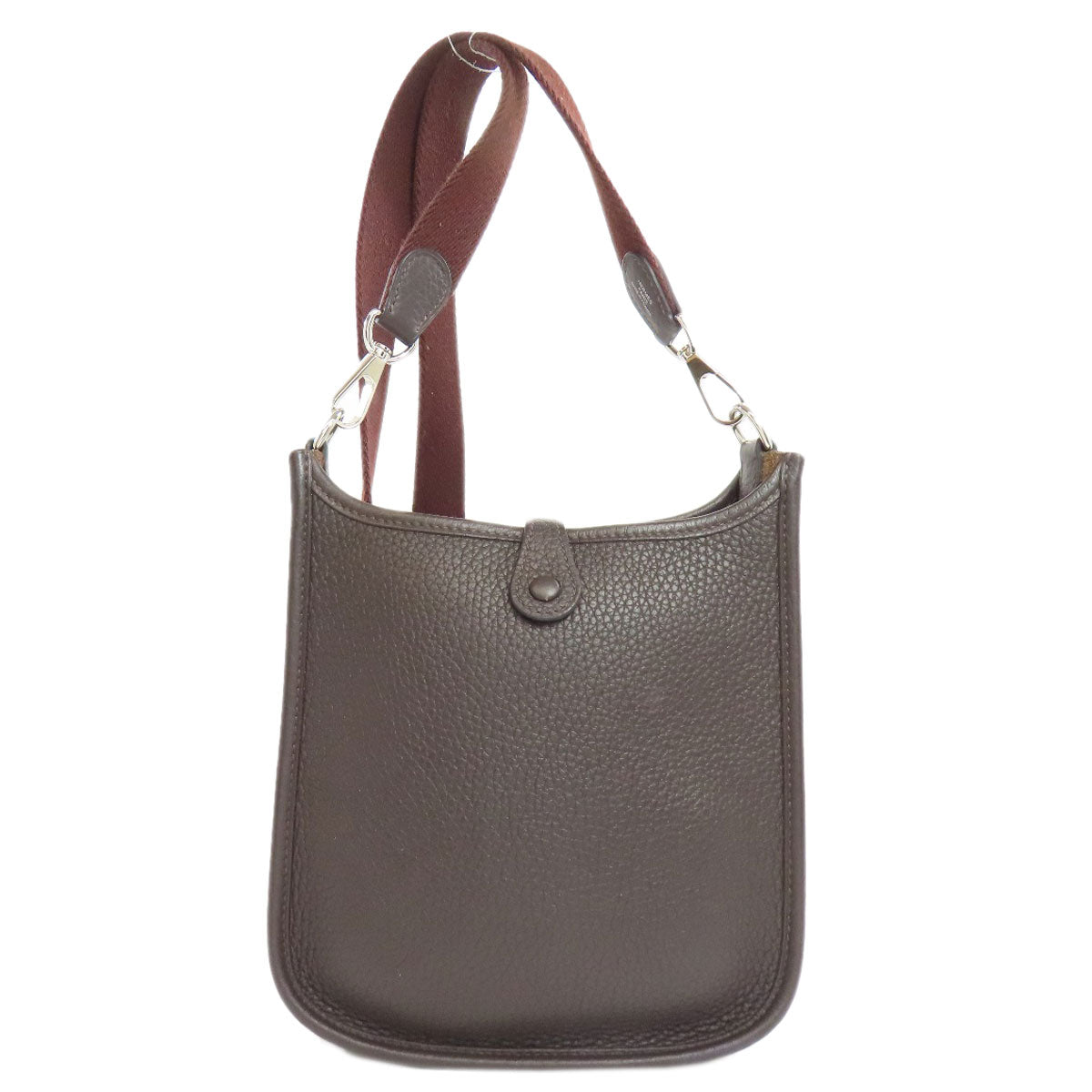 HERMES Shoulder Bag Taurillon Clemence Brown Evelyn TPM SilverMetal