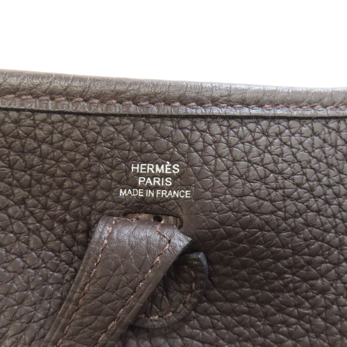 HERMES Shoulder Bag Taurillon Clemence Brown Evelyn TPM SilverMetal