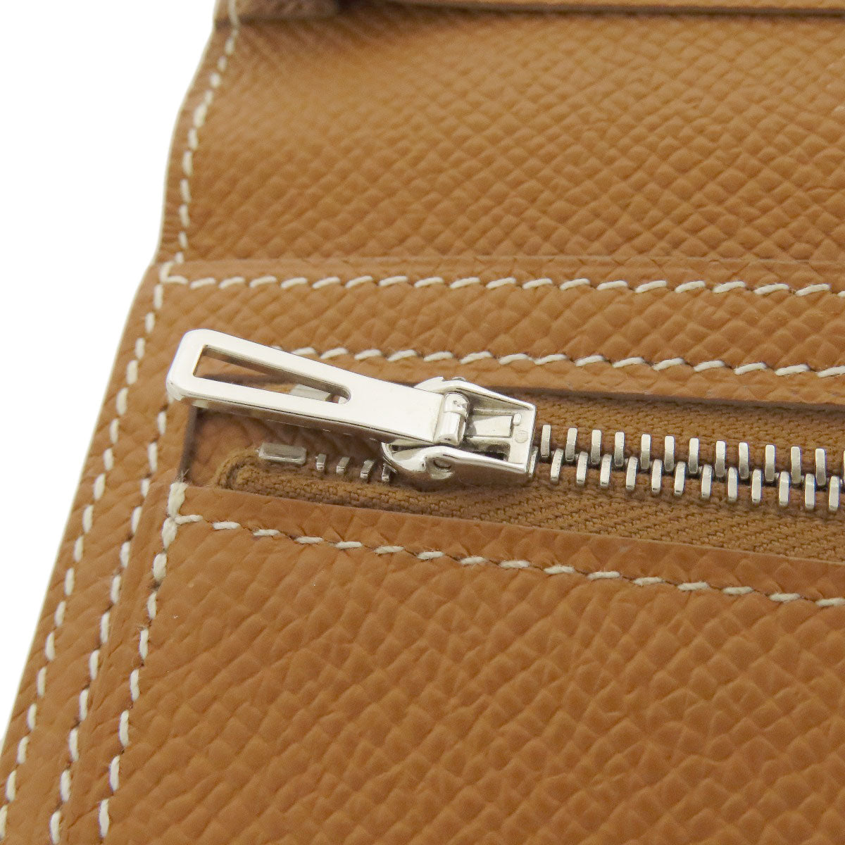 HERMES Long Wallet Purse Epsom white Bearn Soufflet Verso SilverMetal Women Used