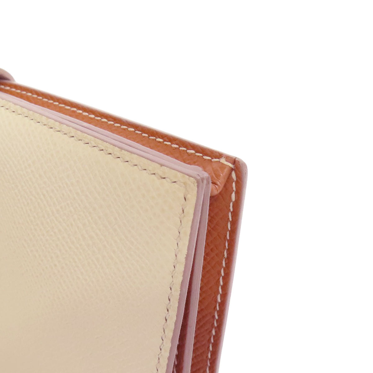 HERMES Long Wallet Purse Epsom white Bearn Soufflet Verso SilverMetal Women Used