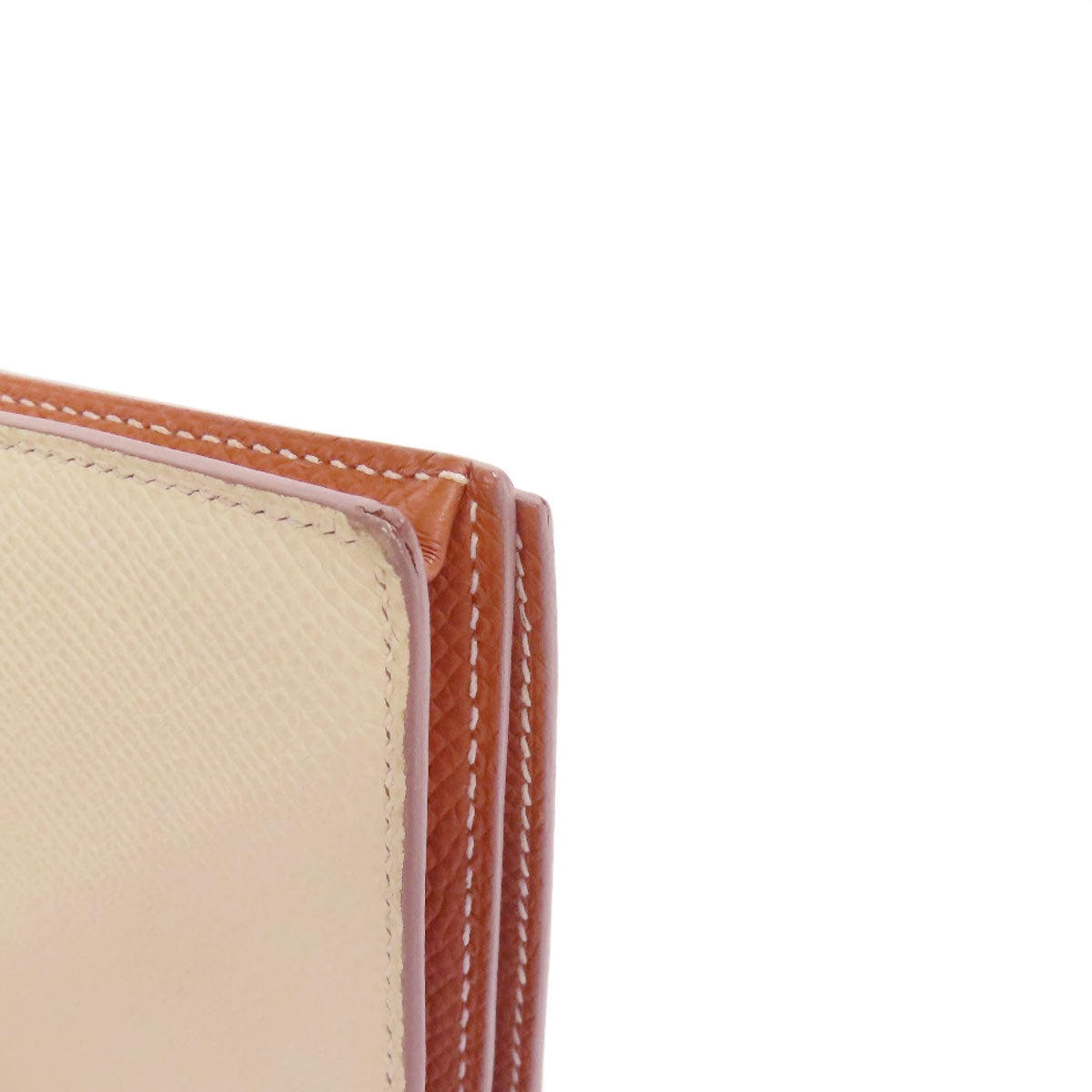 HERMES Long Wallet Purse Epsom white Bearn Soufflet Verso SilverMetal Women Used
