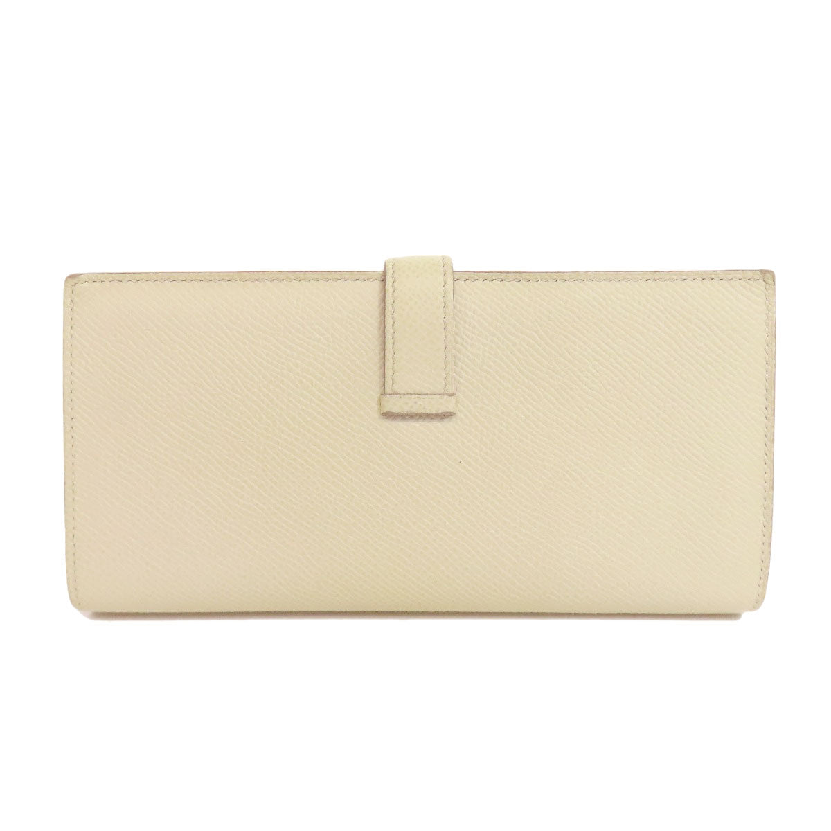 HERMES Long Wallet Purse Epsom white Bearn Soufflet Verso SilverMetal Women Used