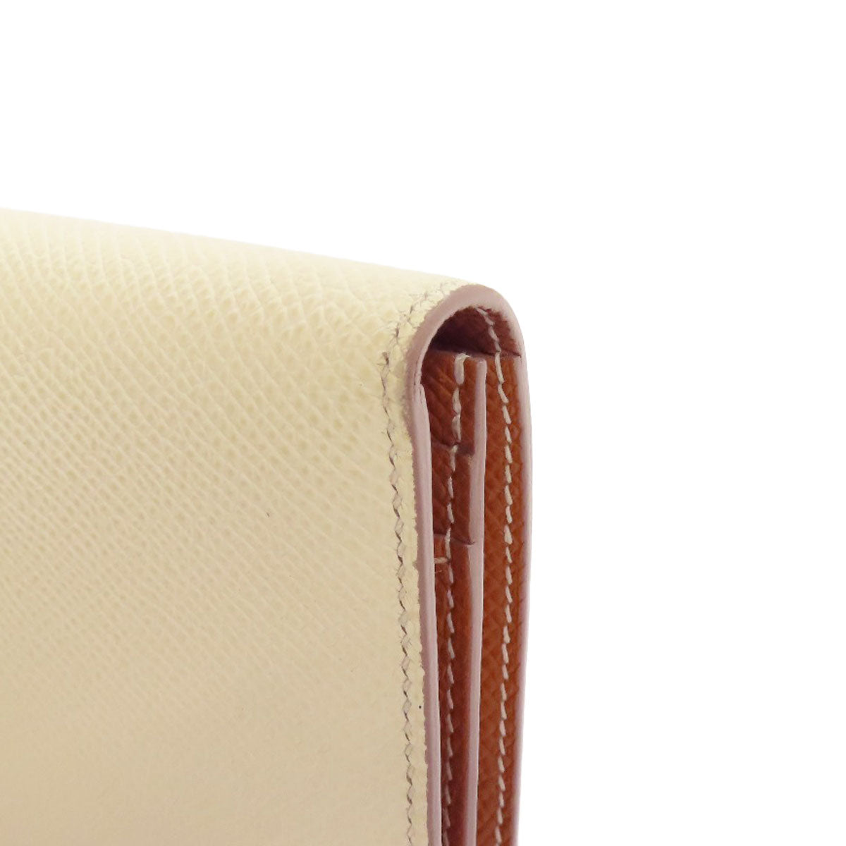 HERMES Long Wallet Purse Epsom white Bearn Soufflet Verso SilverMetal Women Used