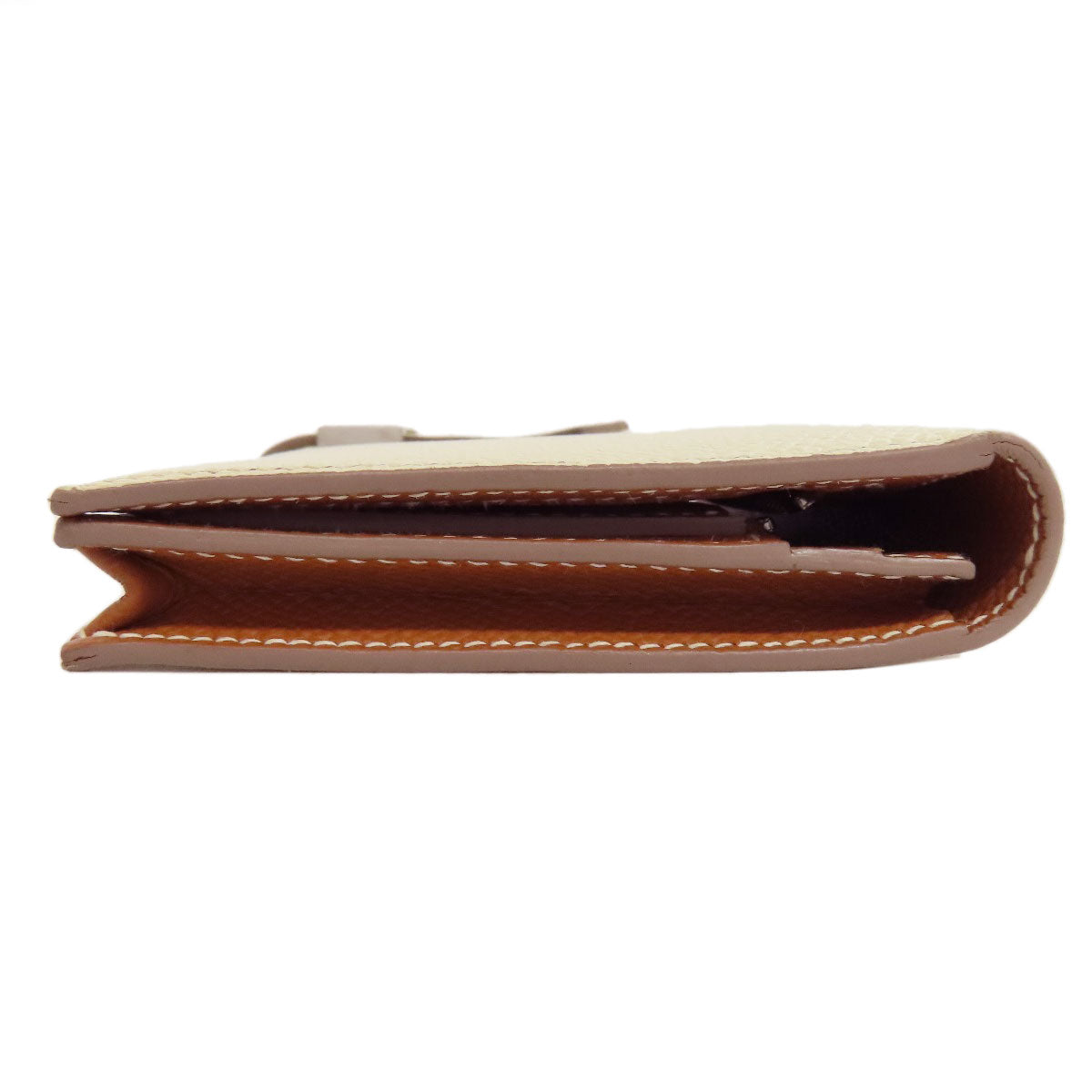 HERMES Long Wallet Purse Epsom white Bearn Soufflet Verso SilverMetal Women Used