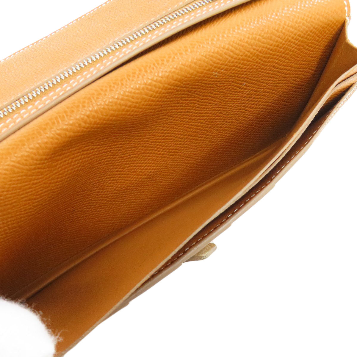 HERMES Long Wallet Purse Epsom white Bearn Soufflet Verso SilverMetal Women Used