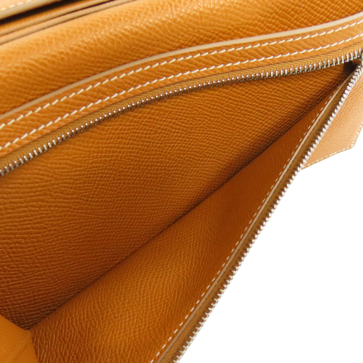 HERMES Long Wallet Purse Epsom white Bearn Soufflet Verso SilverMetal Women Used