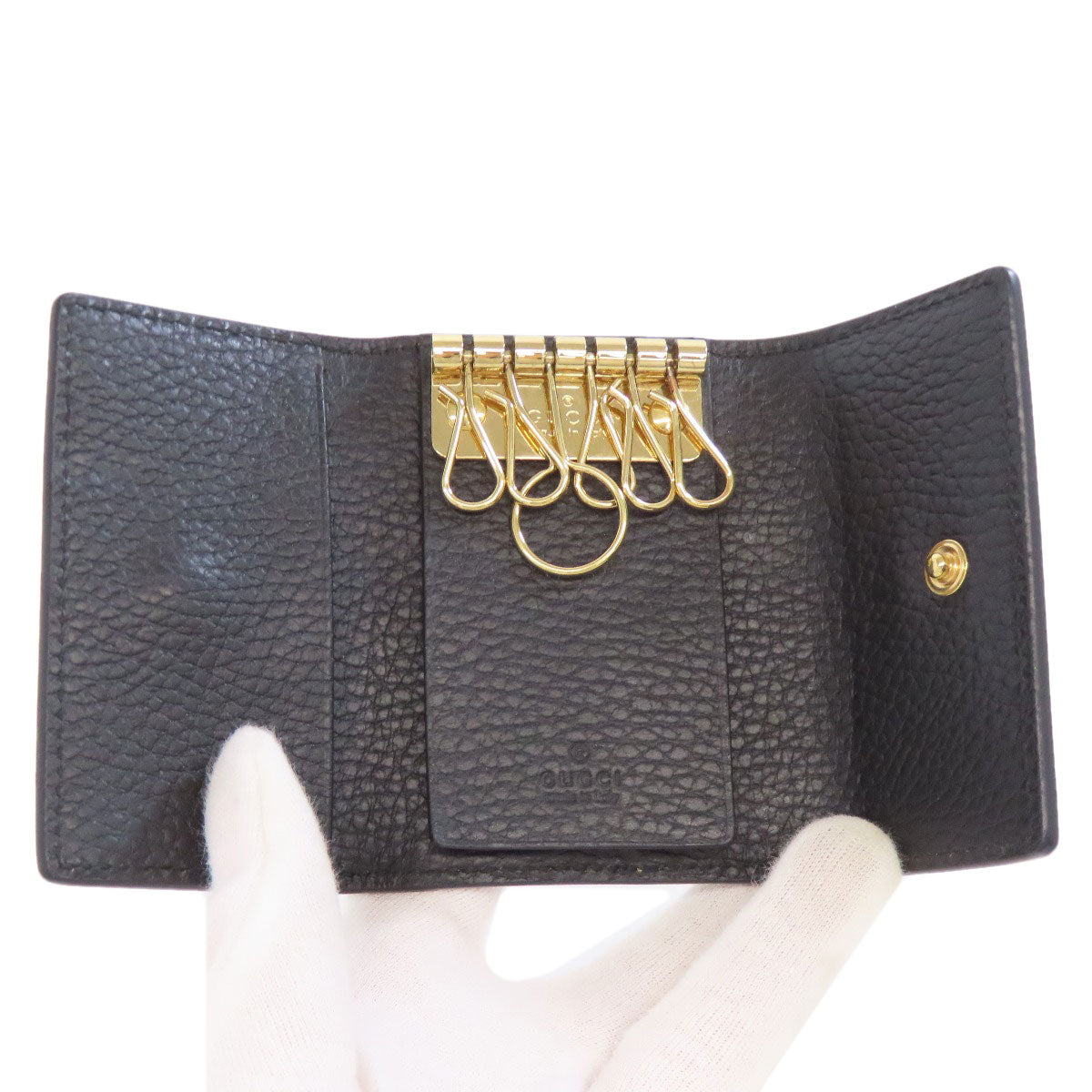 GUCCI Key case Key holder  456118 PVC, Leather Brown Double G GG Marmont Women Used