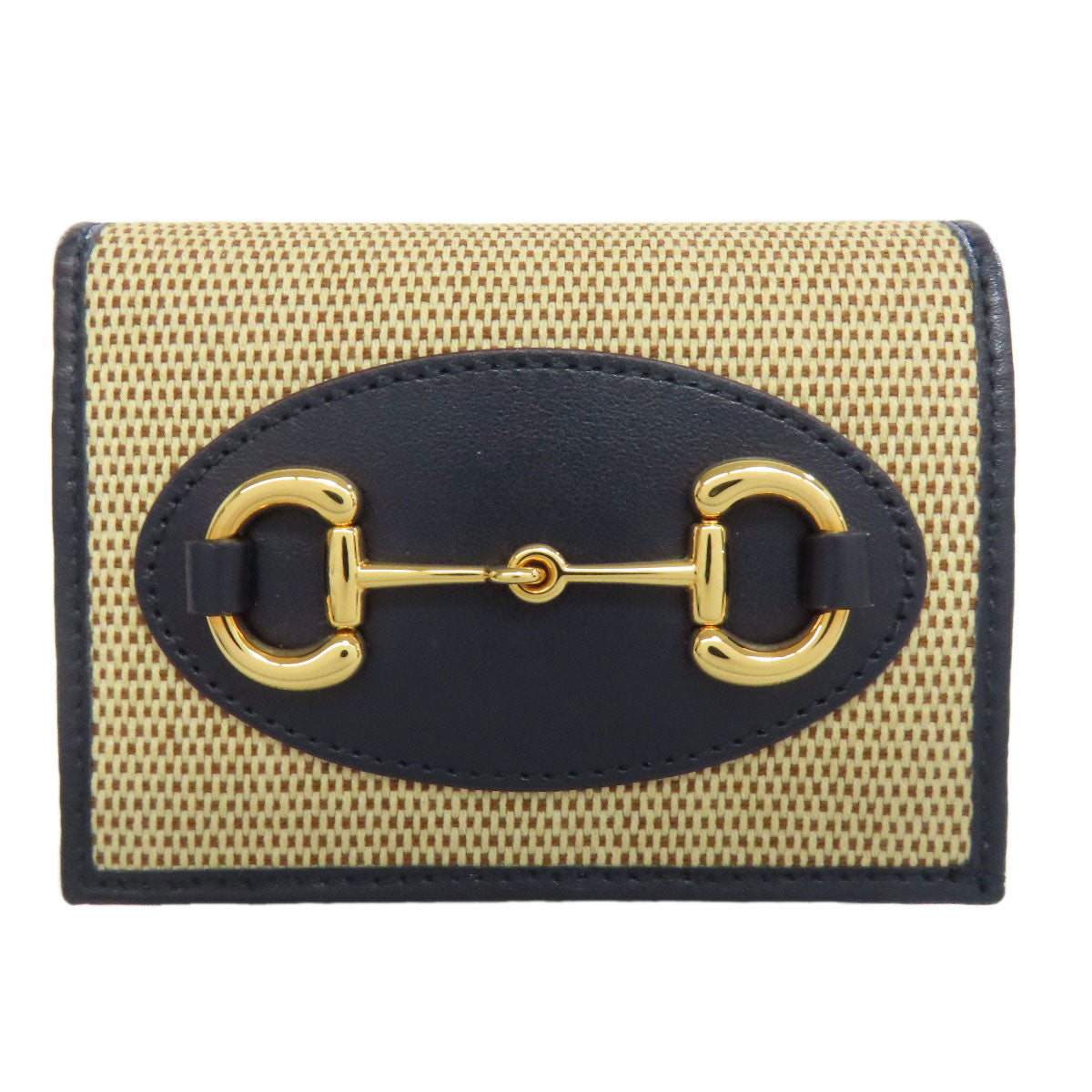 GUCCI Bifold Wallet 621887 Canvas, Leather beige Horsebit Women Used