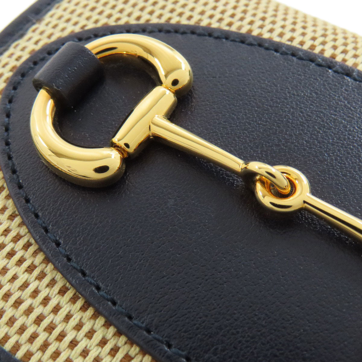 GUCCI Bifold Wallet 621887 Canvas, Leather beige Horsebit Women Used