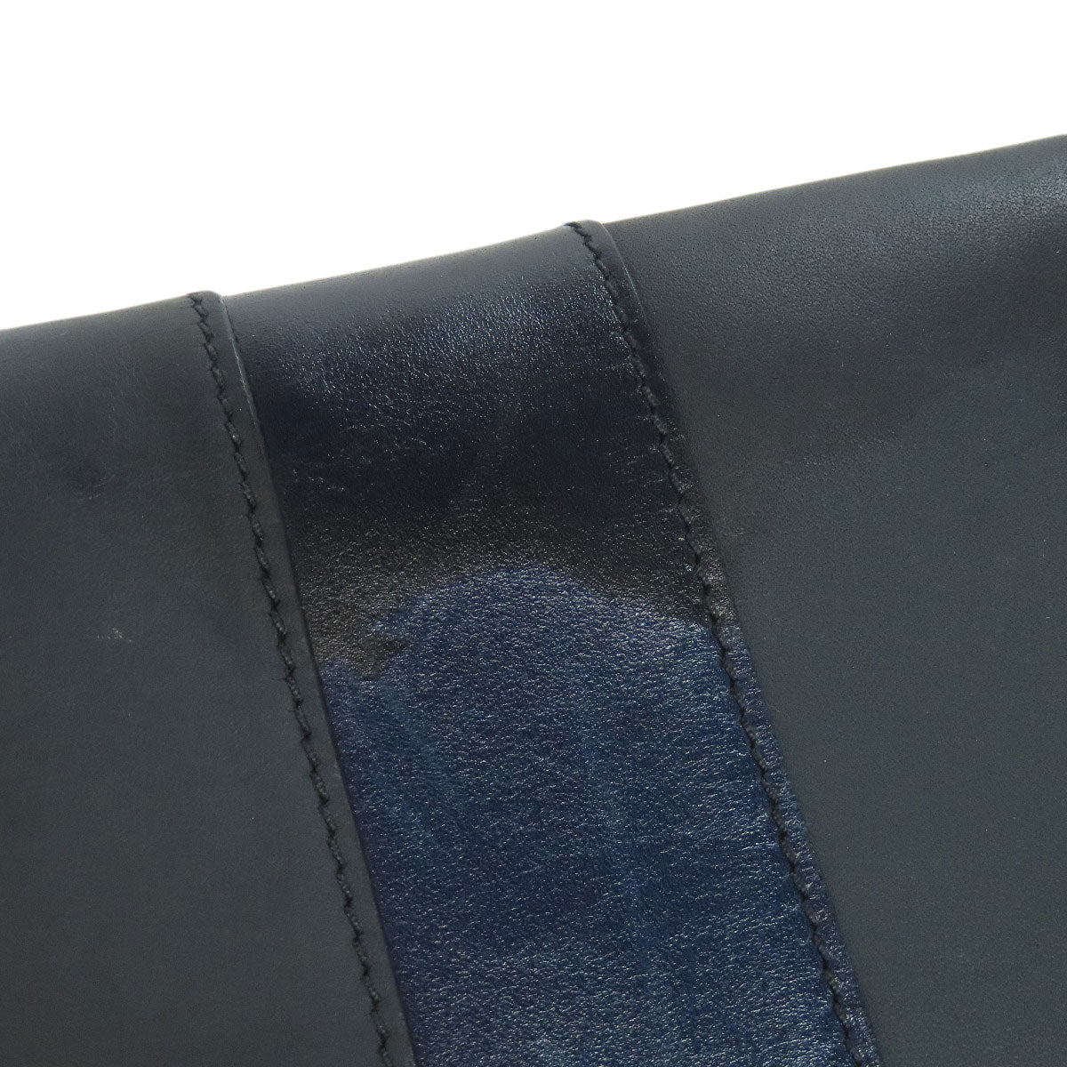HERMES Clutch bag leather black stripe