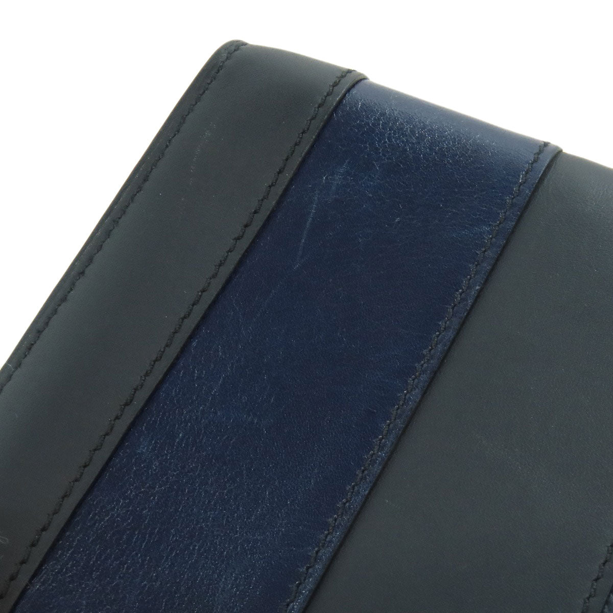 HERMES Clutch bag leather black stripe