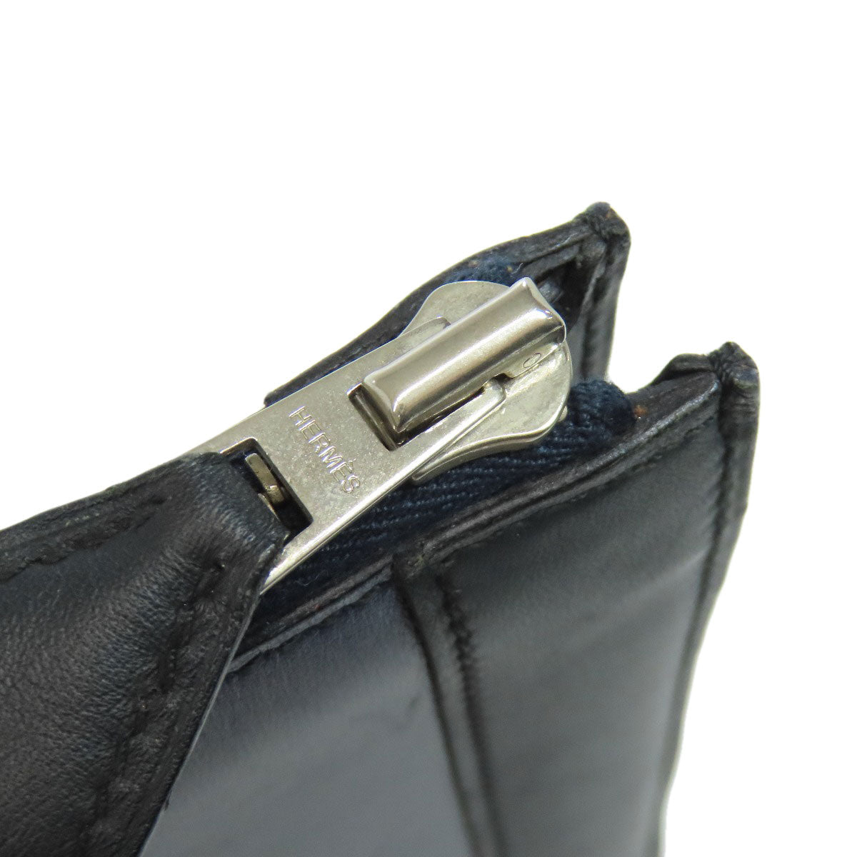 HERMES Clutch bag leather black stripe