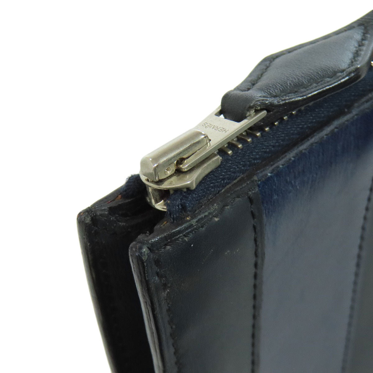 HERMES Clutch bag leather black stripe