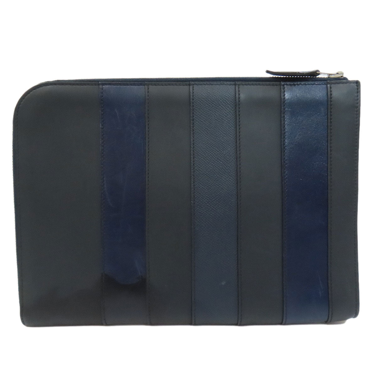 HERMES Clutch bag leather black stripe