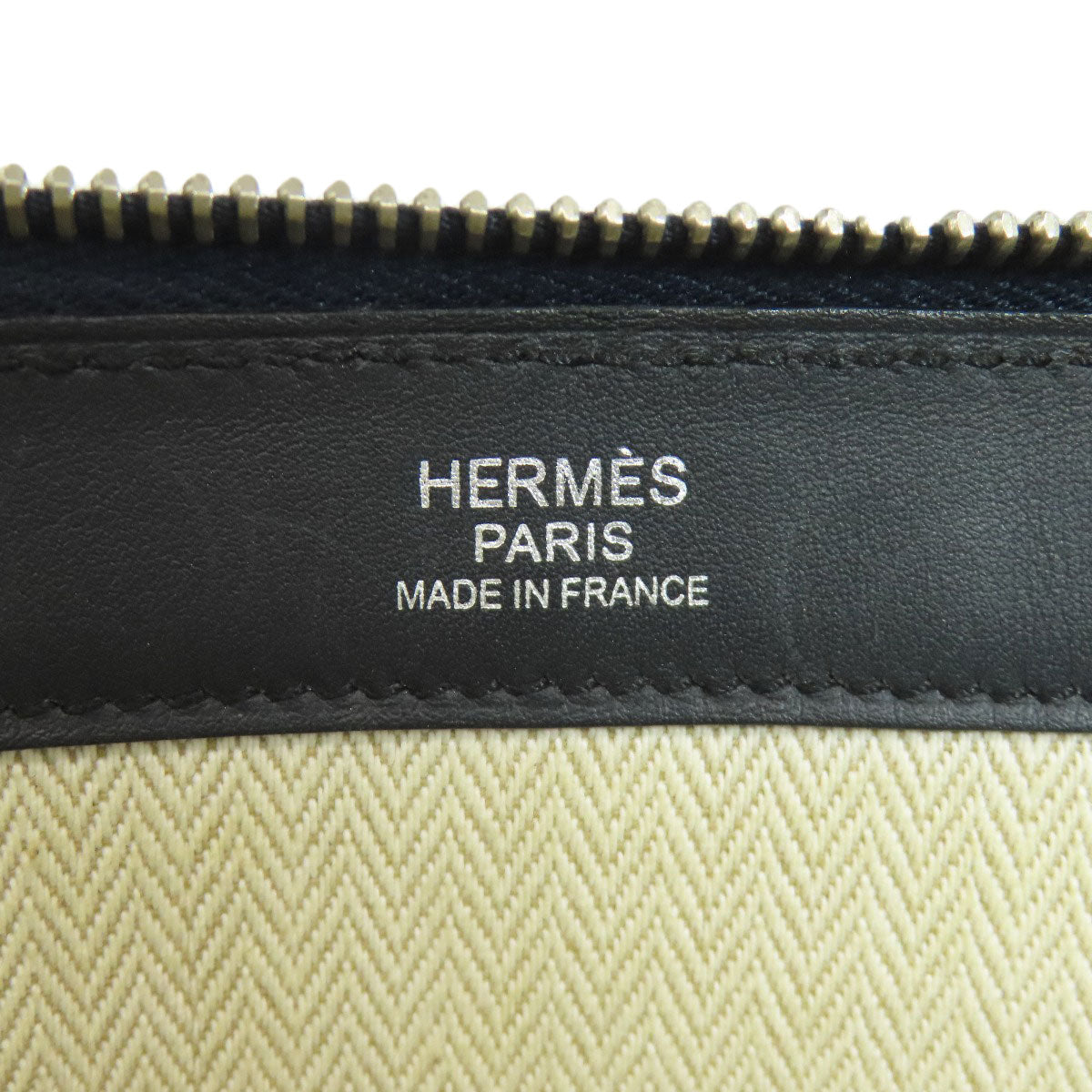 HERMES Clutch bag leather black stripe