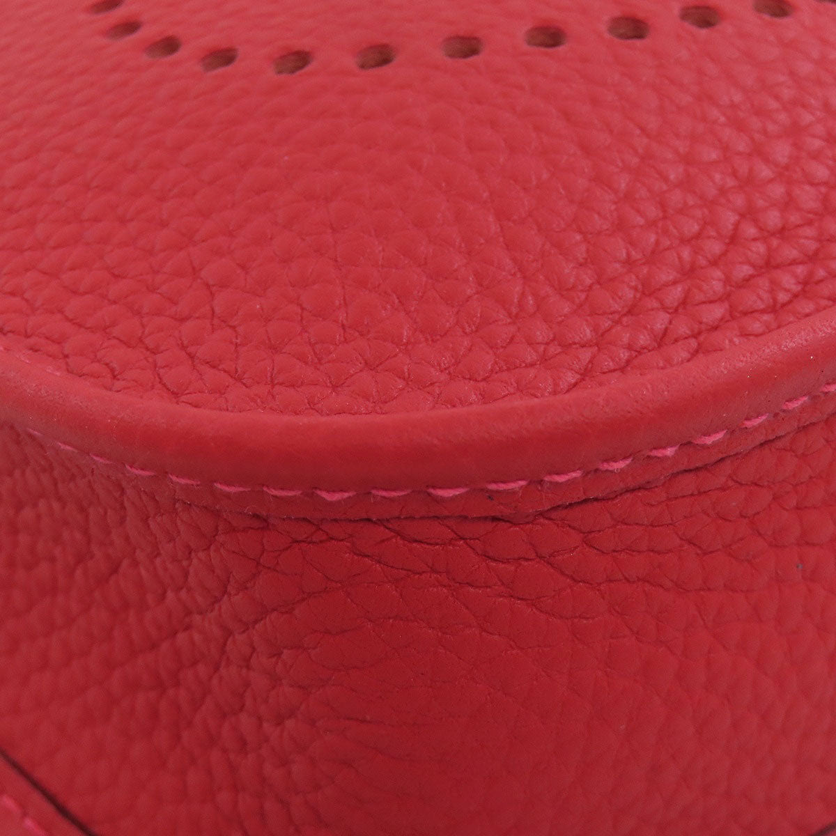 HERMES Shoulder Bag Taurillon Clemence Red Evelyn TPM Gold Metal