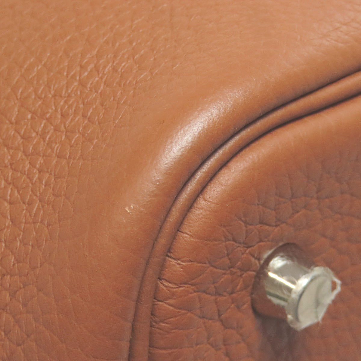 HERMES Handbag Taurillon Clemence Brown Picotin Lock MM SilverMetal