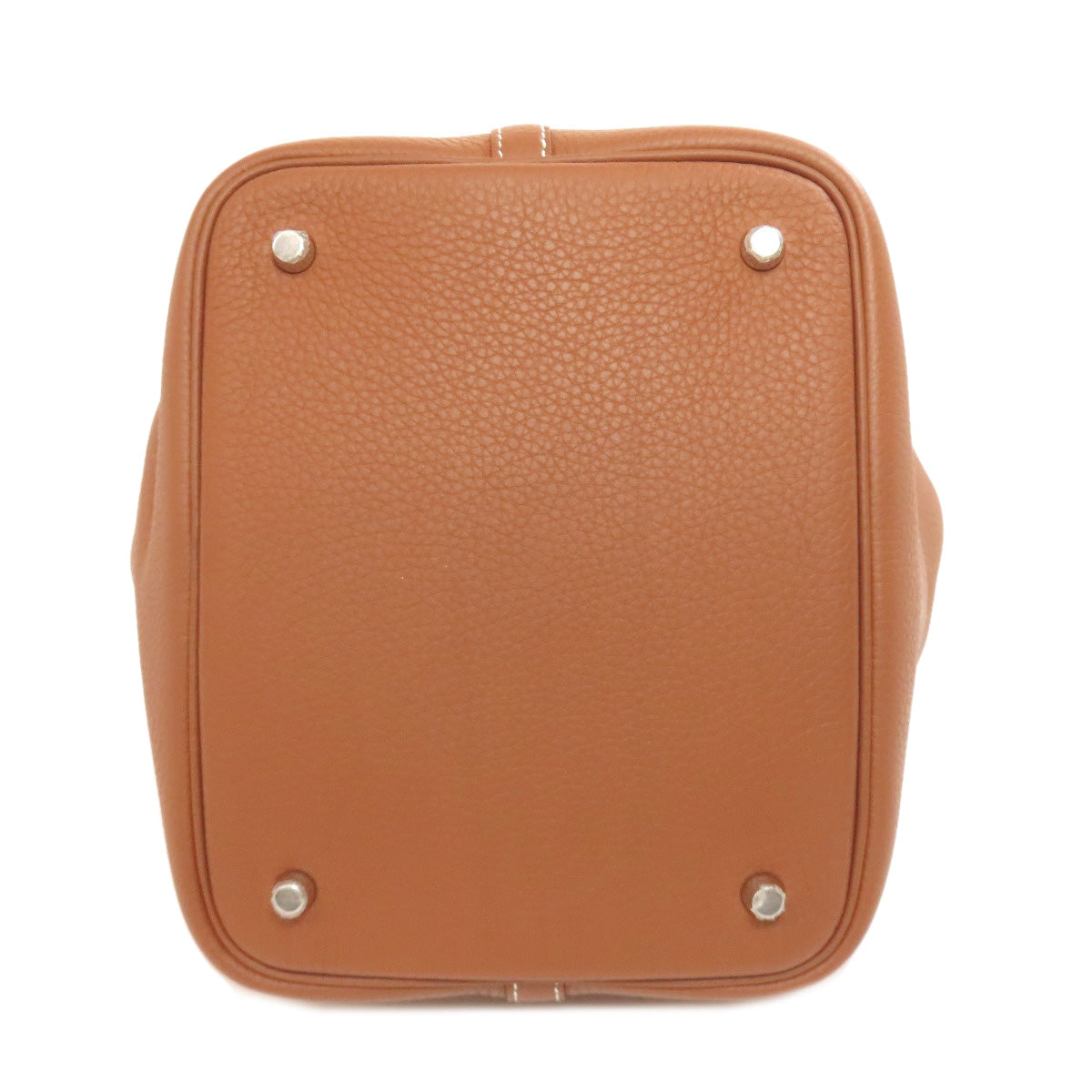 HERMES Handbag Taurillon Clemence Brown Picotin Lock MM SilverMetal