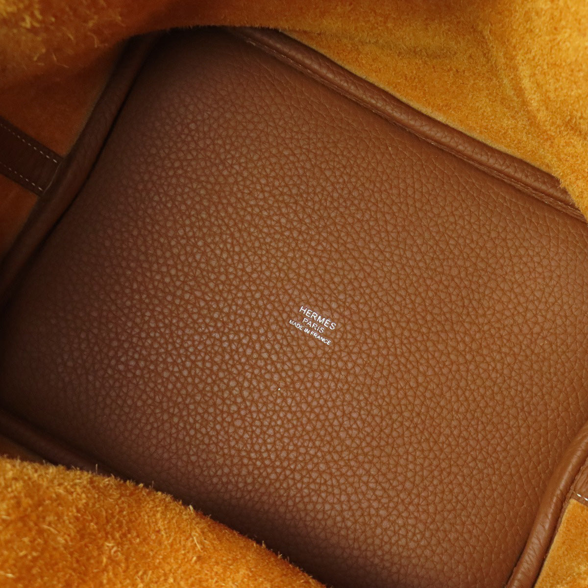 HERMES Handbag Taurillon Clemence Brown Picotin Lock MM SilverMetal