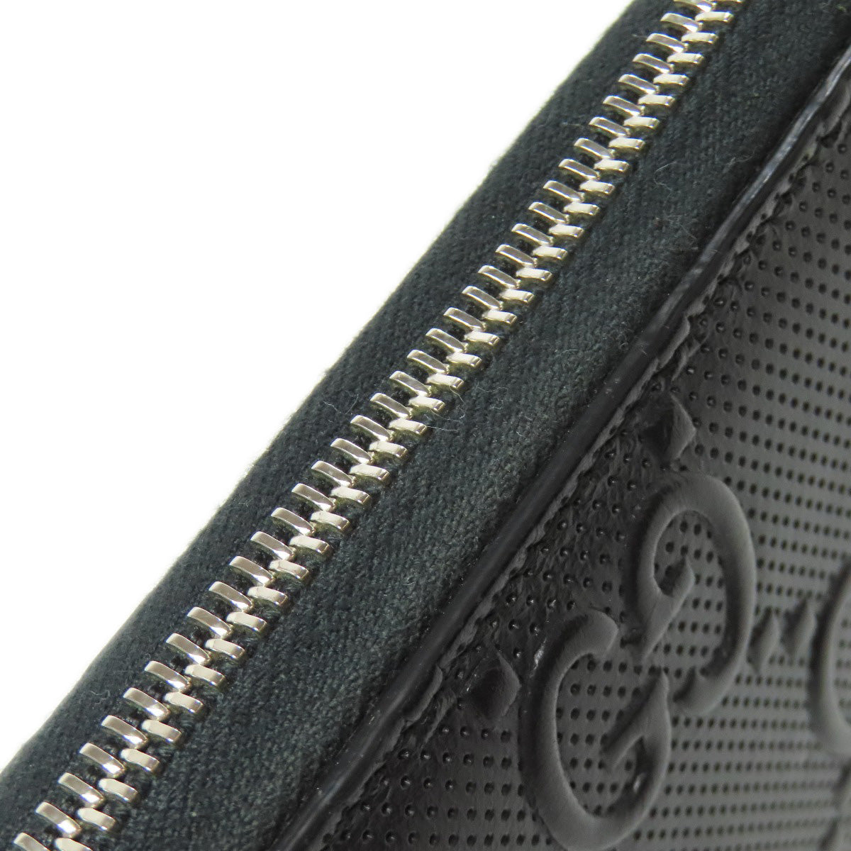 GUCCI Long Wallet Purse 625558 PVC black Zip Around GG Embossed mens Used