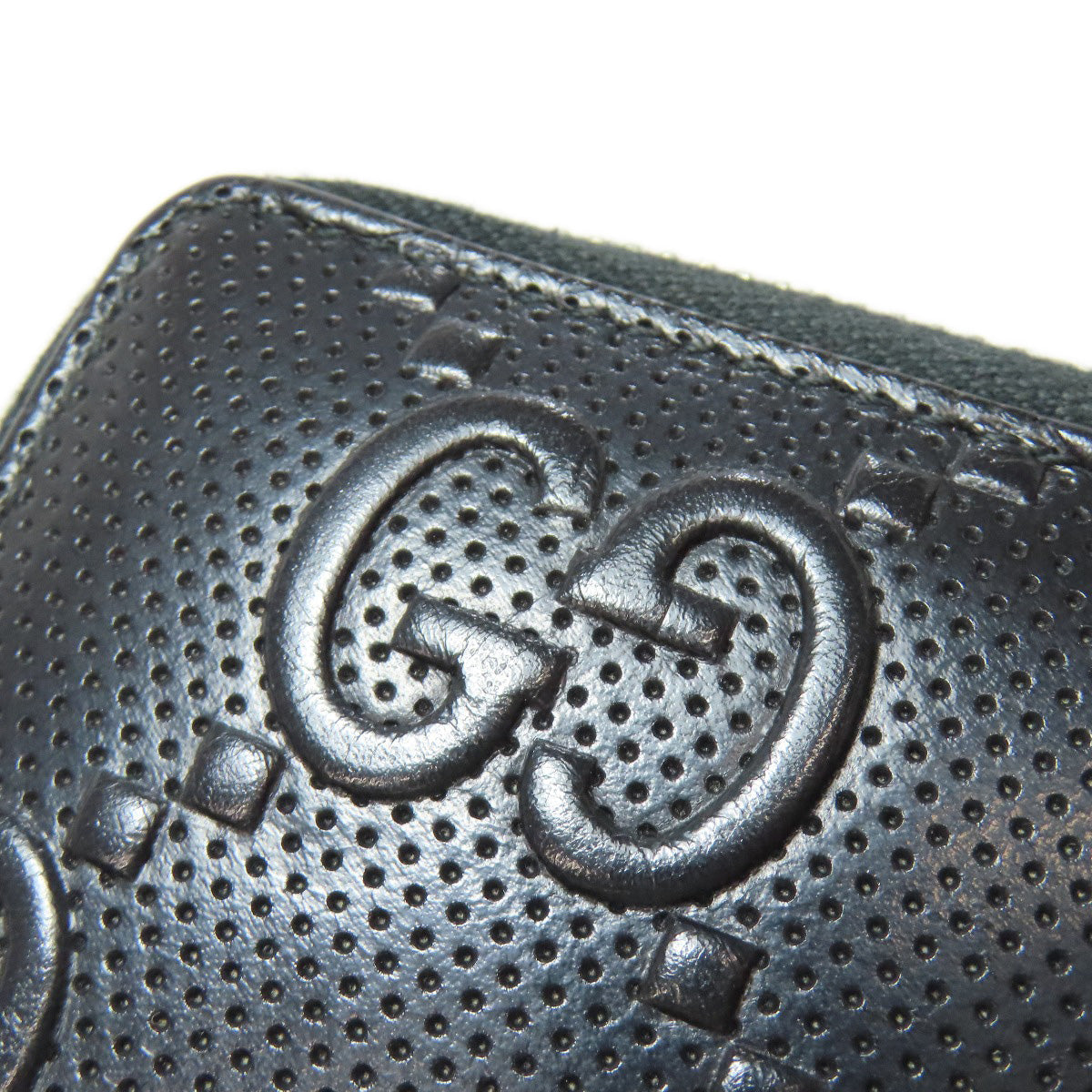 GUCCI Long Wallet Purse 625558 PVC black Zip Around GG Embossed mens Used