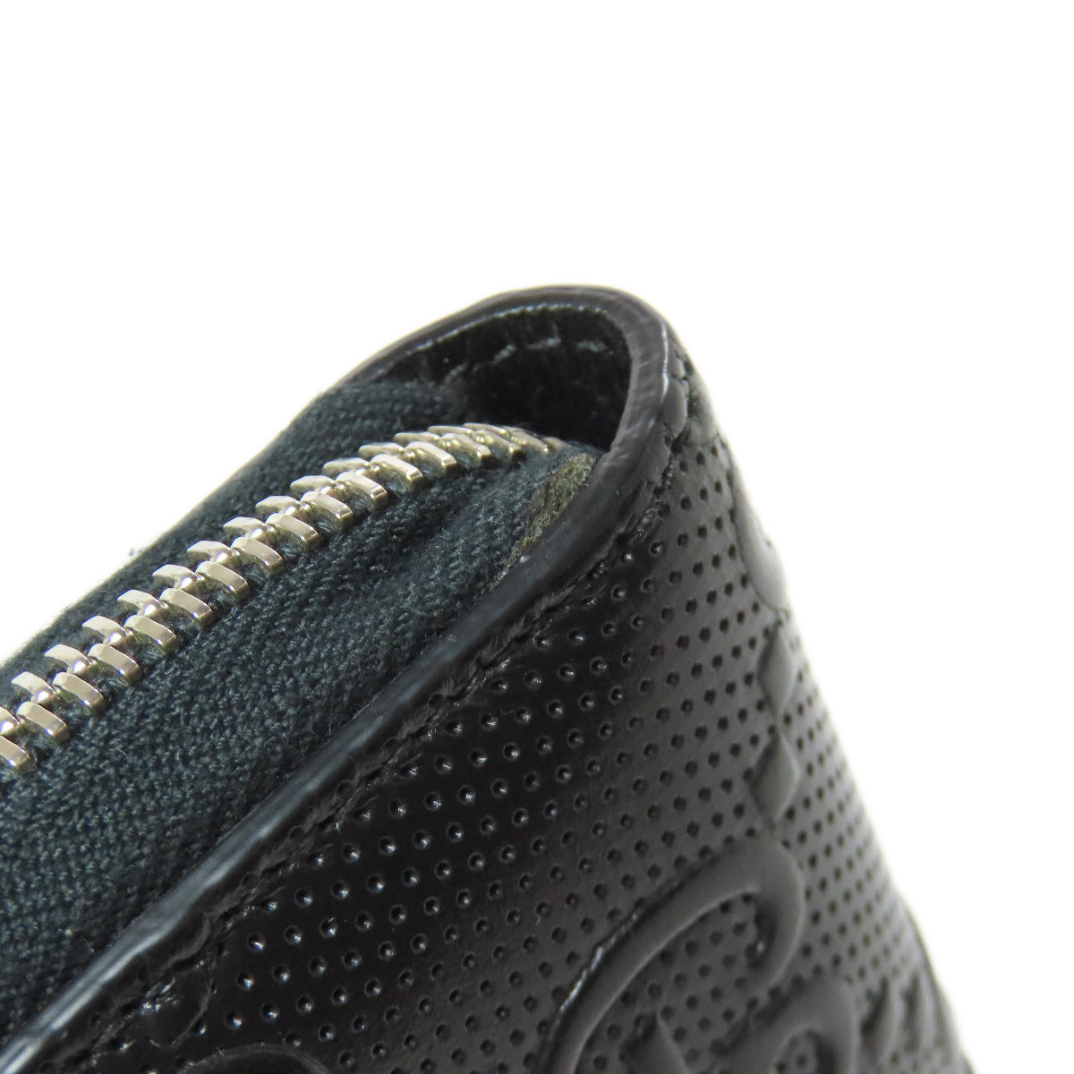 GUCCI Long Wallet Purse 625558 PVC black Zip Around GG Embossed mens Used